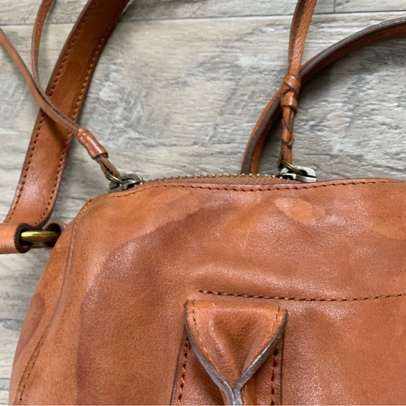 Madewell Prague Satchel Leather Tan Crossbody Bag Water Stains - Picture 5 of 16